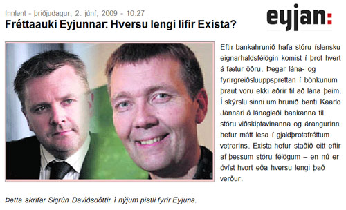 Fréttaauki Eyjunnar 2. júní 2009 - Hversu lengi lifir Exista?